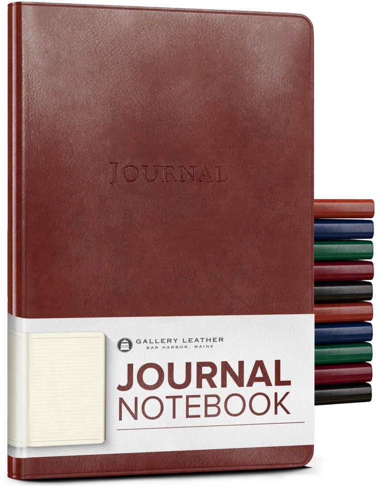 Gallery Leather Journal - Crafted in Maine, USA - Elegant Leather Writing Notebook with 192 Lined Pages - A Timeless Space for Your Thoughts - Acadia Tan, 8x5.5, Desk Lined - Image 1